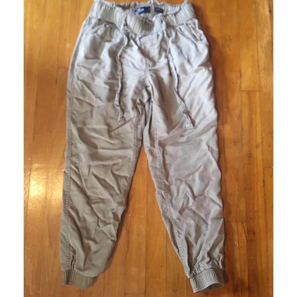 Tan Hollister joggers.